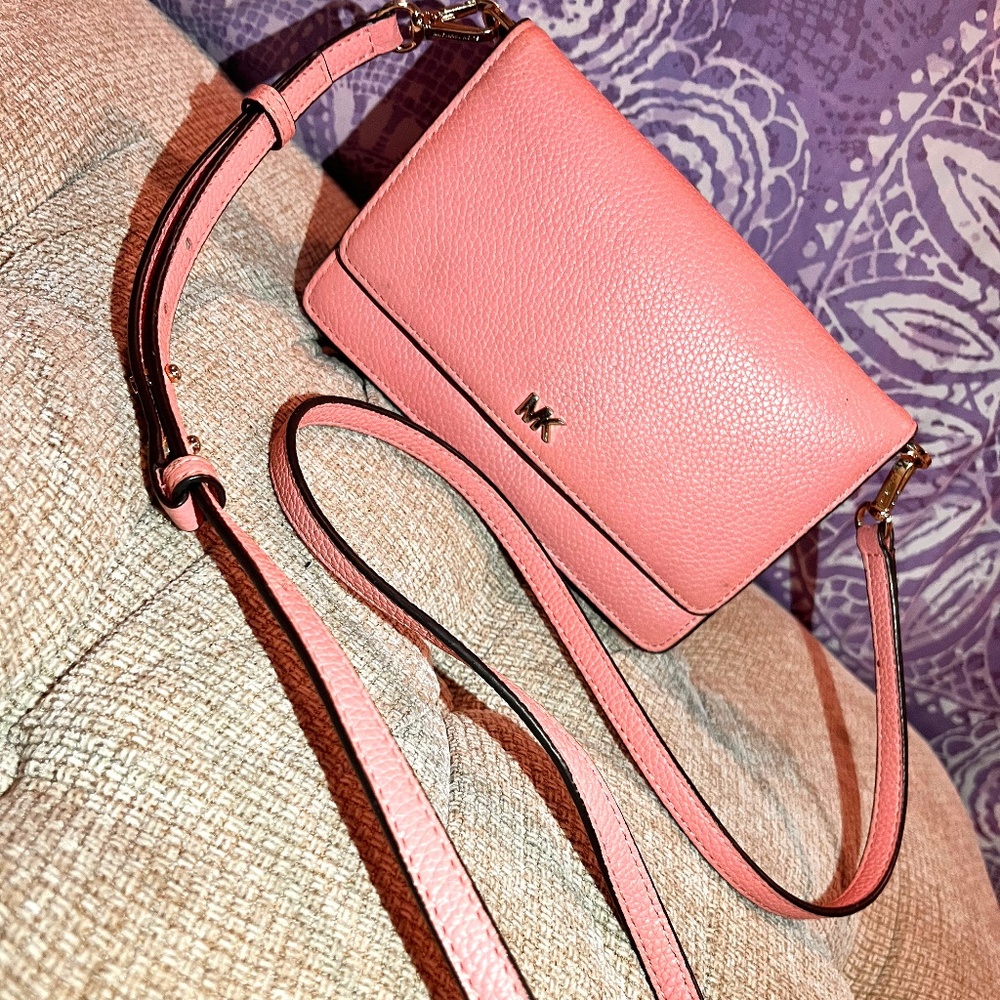 Michael Kors Sunset Peach Mott Leather Crossbody Bag